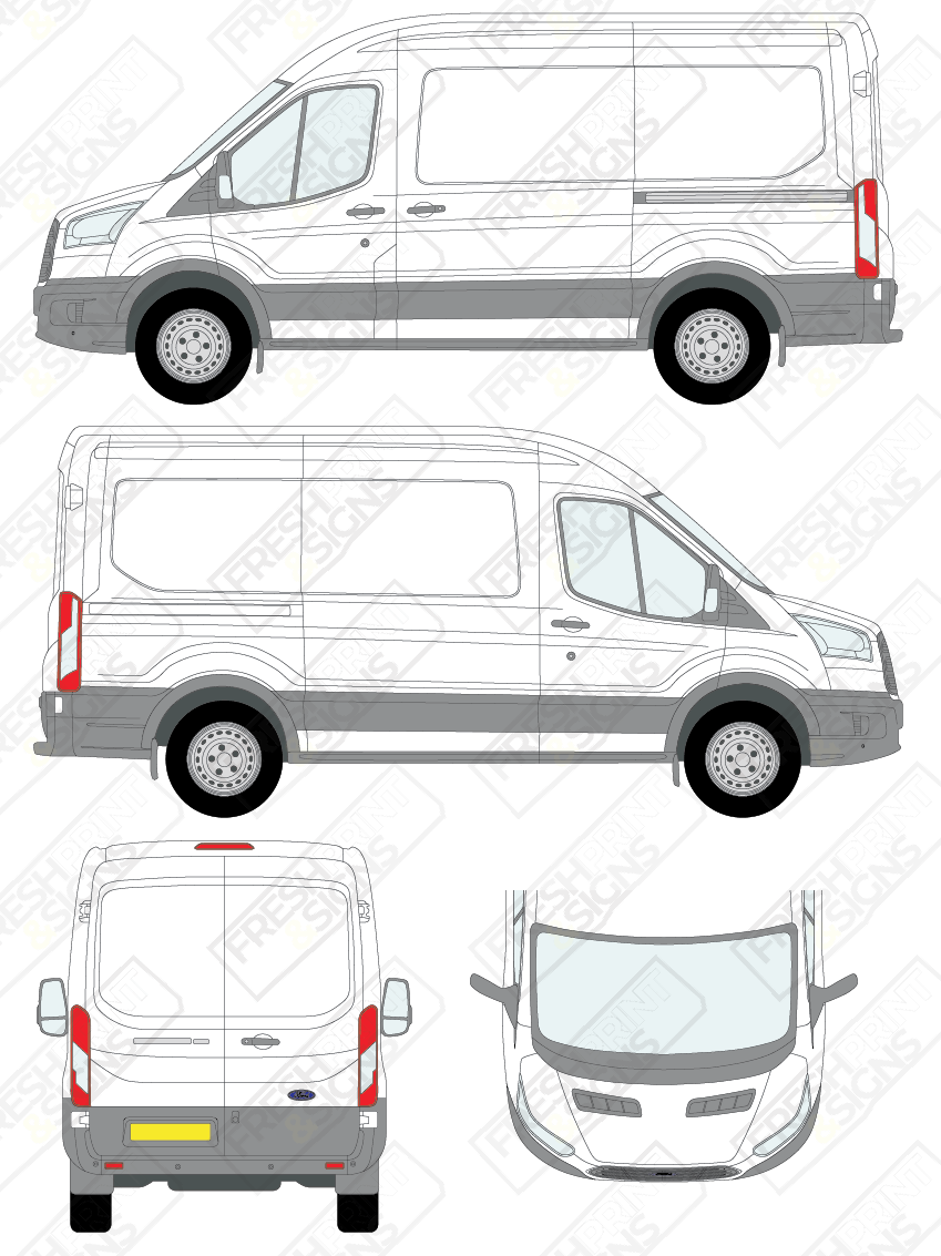 Van Graphics - Ford | Transit | 2014-2019 | Medium Wheelbase (L2) | Medium Roof (H2) | Panelled Rear Doors