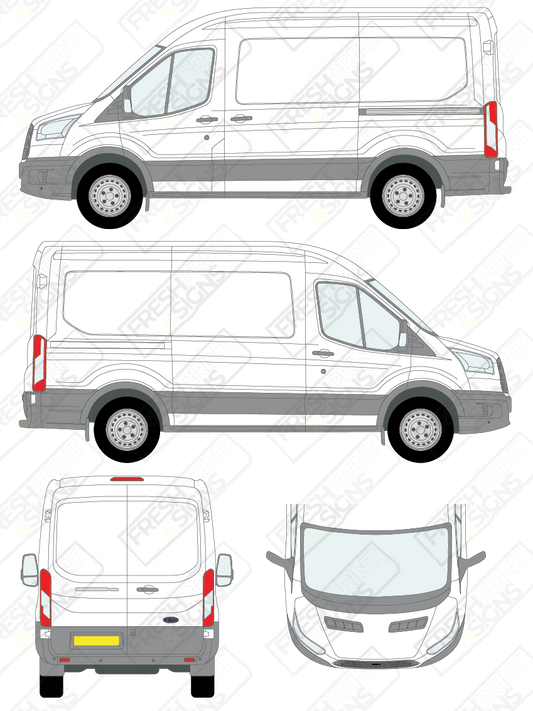 Van Graphics - Ford | Transit | 2014-2019 | Medium Wheelbase (L2) | Medium Roof (H2) | Panelled Rear Doors