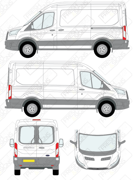 Van Graphics - Ford | Transit | 2014-2019 | Medium Wheelbase (L2) | Medium Roof (H2) | With Rear Windows