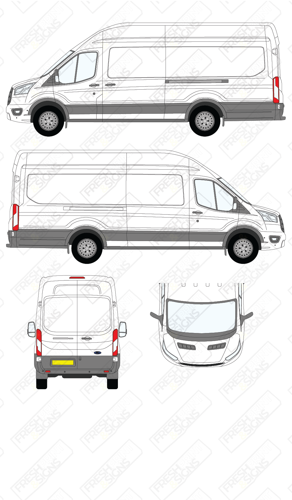 Van Graphics - Ford | Transit | 2019-2025 | Extra-Long Wheelbase (L4) | High Roof (H3) | Panelled Rear Doors