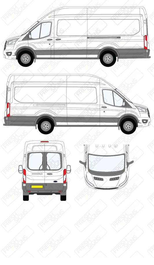 Van Graphics - Ford | Transit | 2019-2025 | Extra-Long Wheelbase (L4) | High Roof (H3) | With Rear Windows