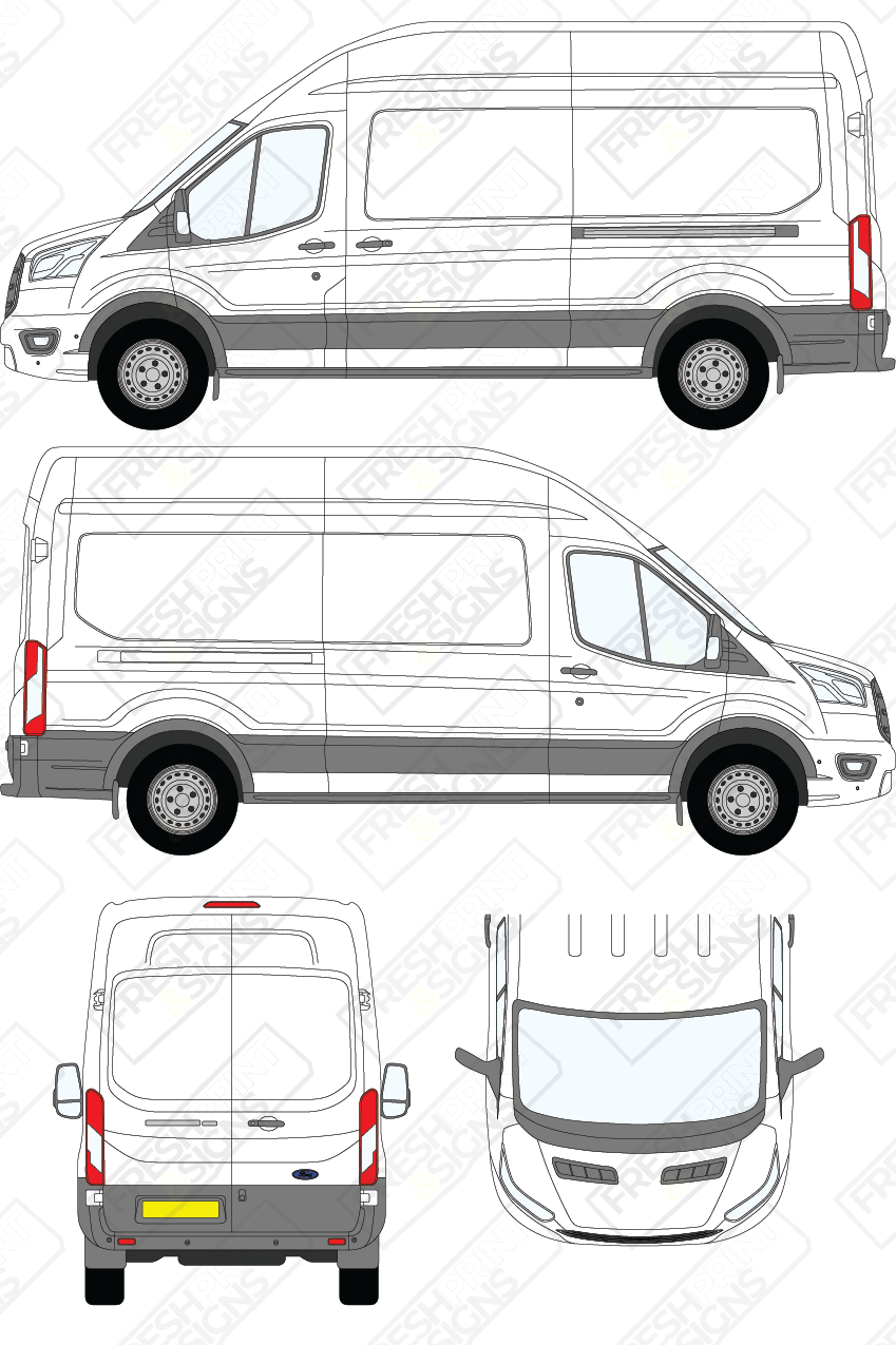 Van Graphics - Ford | Transit | 2019-2025 | Long Wheelbase (L3) | High Roof (H3) | Panelled Rear Doors