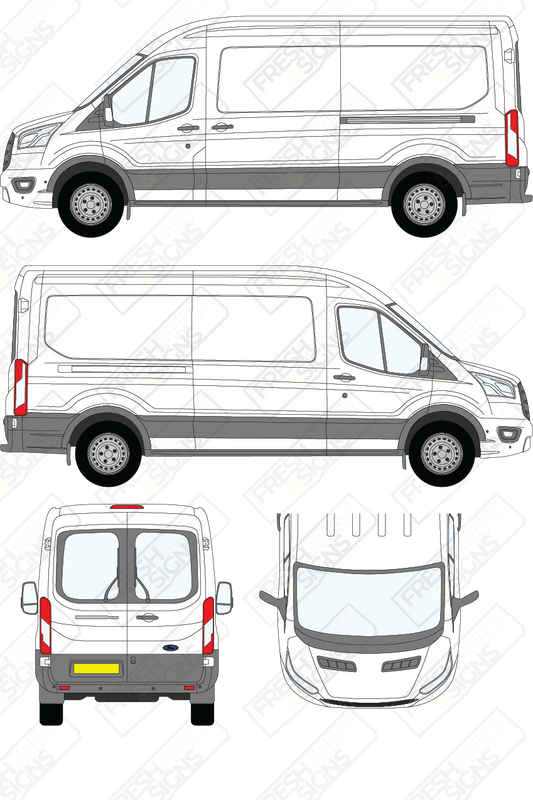 Van Graphics - Ford | Transit | 2019-2025 | Long Wheelbase (L3) | Medium Roof (H2) | With Rear Windows
