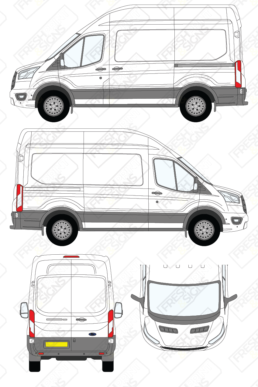 Van Graphics - Ford | Transit | 2019-2025 | Medium Wheelbase (L2) | High Roof (H3) | Panelled Rear Doors