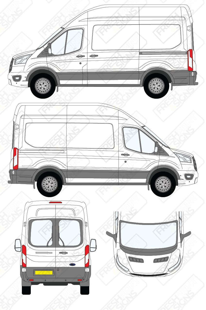 Van Graphics - Ford | Transit | 2019-2025 | Medium Wheelbase (L2) | High Roof (H3) | With Rear Windows