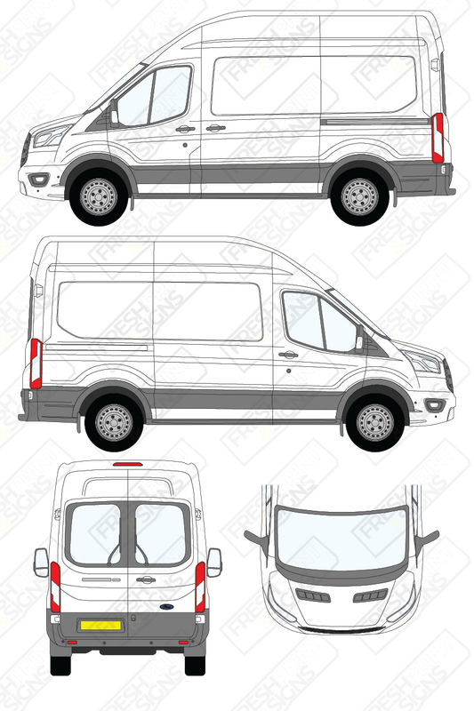 Van Graphics - Ford | Transit | 2019-2025 | Medium Wheelbase (L2) | High Roof (H3) | With Rear Windows