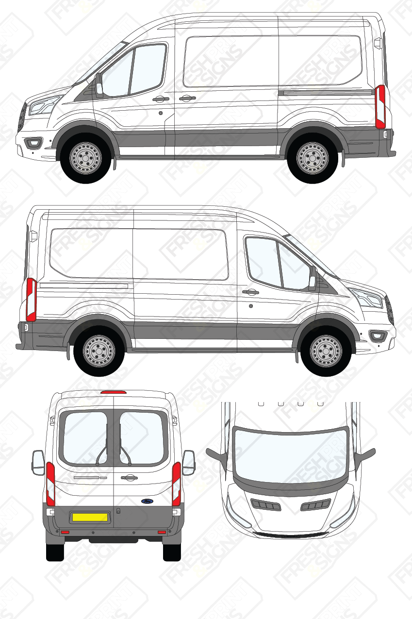 Van Graphics - Ford | Transit | 2019-2025 | Medium Wheelbase (L2) | Medium Roof (H2) | With Rear Windows