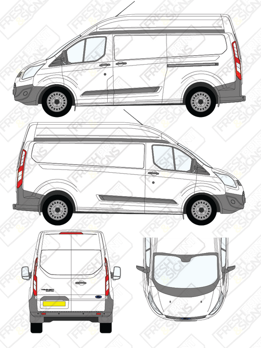 Van Graphics - Ford | Transit Custom | 2012-2018 | Long Wheelbase (L2) | High Roof (H2) | Panelled Rear Doors