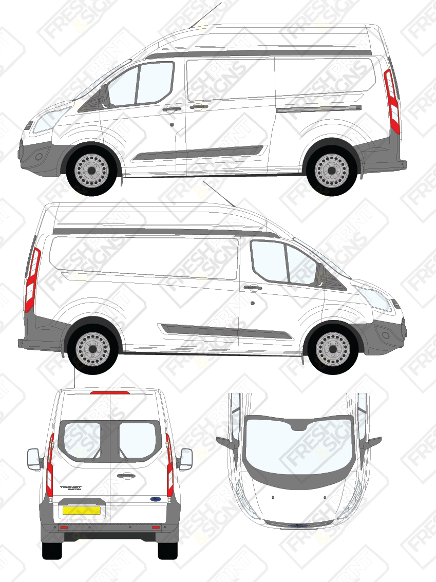 Van Graphics - Ford | Transit Custom | 2012-2018 | Long Wheelbase (L2) | High Roof (H2) | With Rear Windows