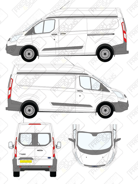 Van Graphics - Ford | Transit Custom | 2012-2018 | Long Wheelbase (L2) | High Roof (H2) | With Rear Windows