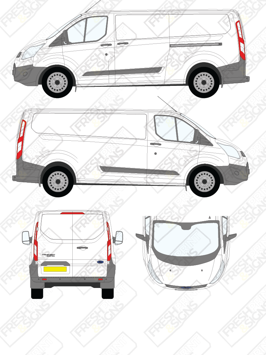 Van Graphics - Ford | Transit Custom | 2012-2018 | Long Wheelbase (L2) | Low Roof (H1) | Panelled Rear Doors