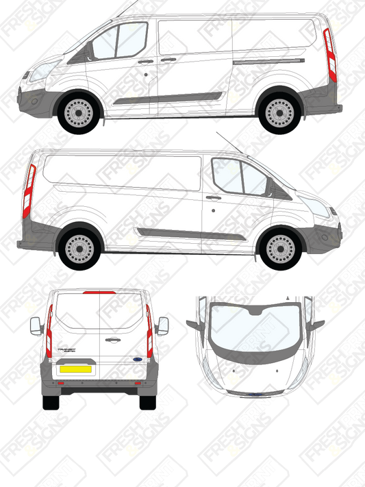 Van Graphics - Ford | Transit Custom | 2012-2018 | Long Wheelbase (L2) | Low Roof (H1) | Panelled Rear Doors