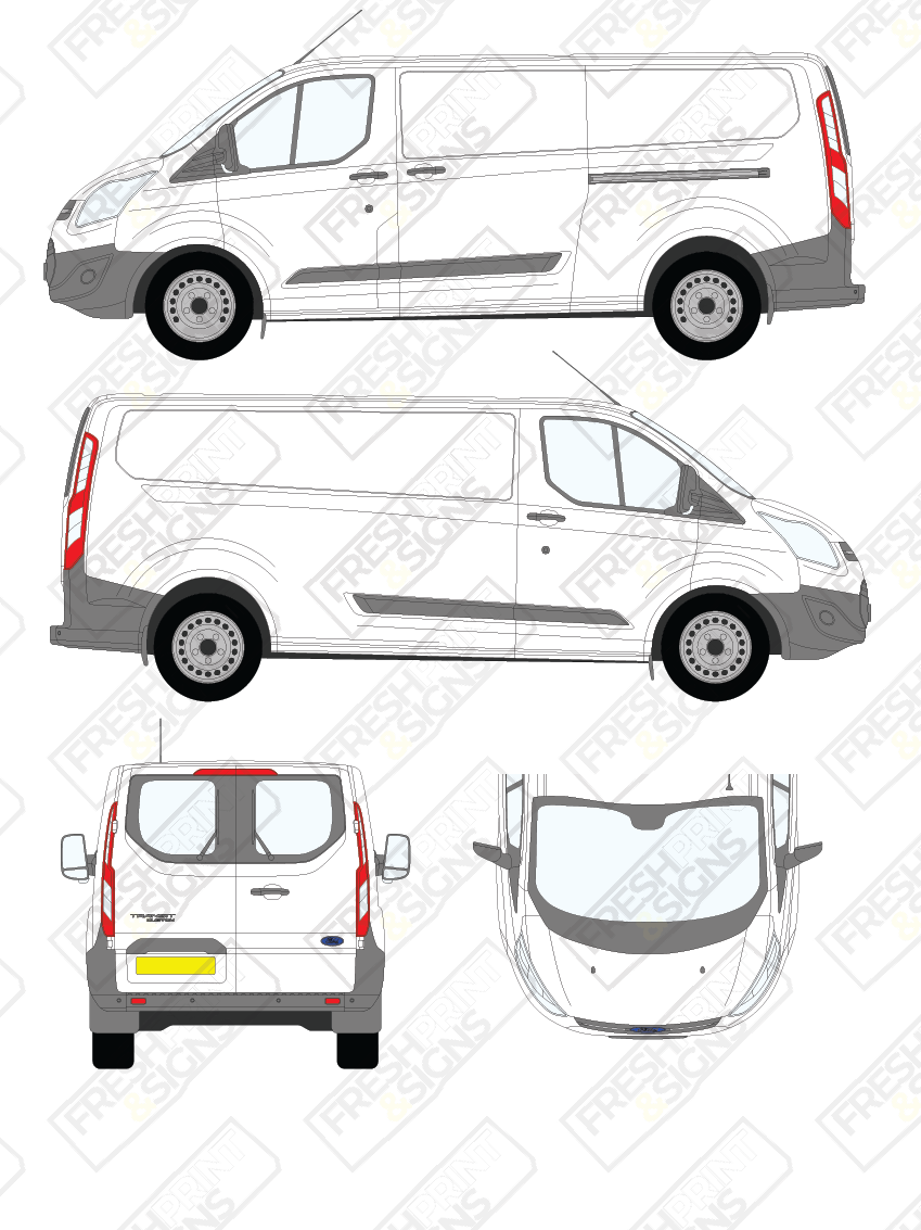 Van Graphics - Ford | Transit Custom | 2012-2018 | Long Wheelbase (L2) | Low Roof (H1) | With Rear Windows