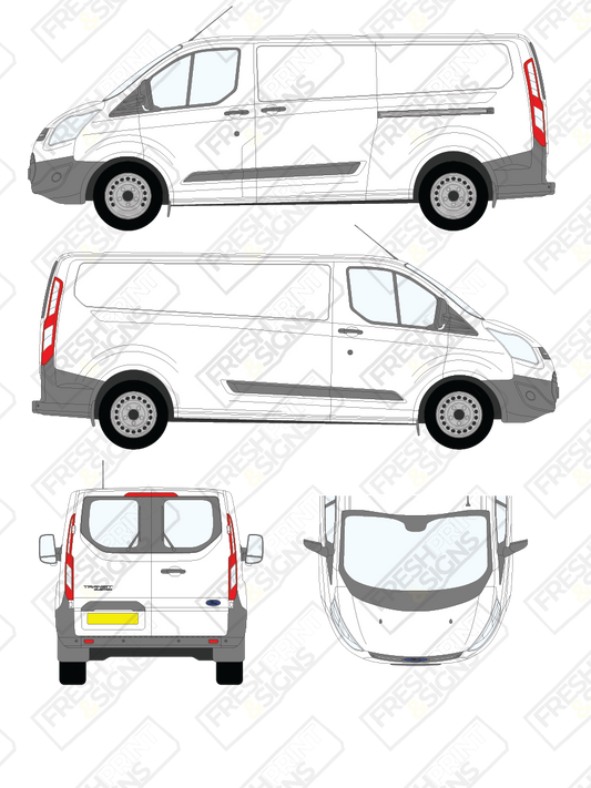 Van Graphics - Ford | Transit Custom | 2012-2018 | Long Wheelbase (L2) | Low Roof (H1) | With Rear Windows
