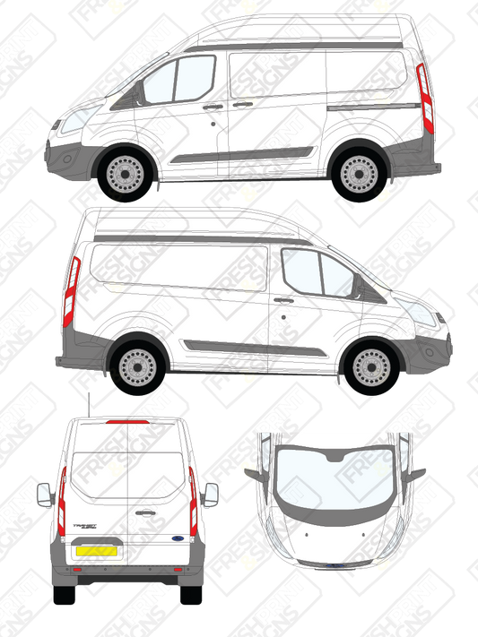 Van Graphics - Ford | Transit Custom | 2012-2018 | Short Wheelbase (L1) | High Roof (H2) | Panelled Rear Doors