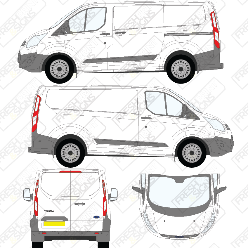 Van Graphics - Ford | Transit Custom | 2012-2018 | Short Wheelbase (L1) | Low Roof (H1) | Panelled Rear Doors