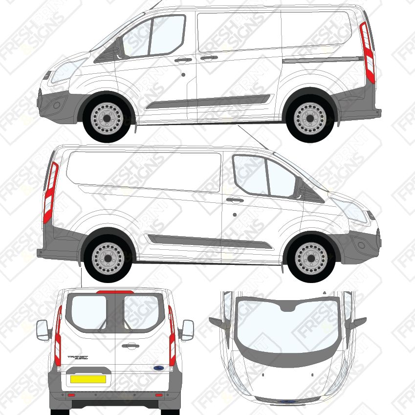Van Graphics - Ford | Transit Custom | 2012-2018 | Short Wheelbase (L1) | Low Roof (H1) | With Rear Windows