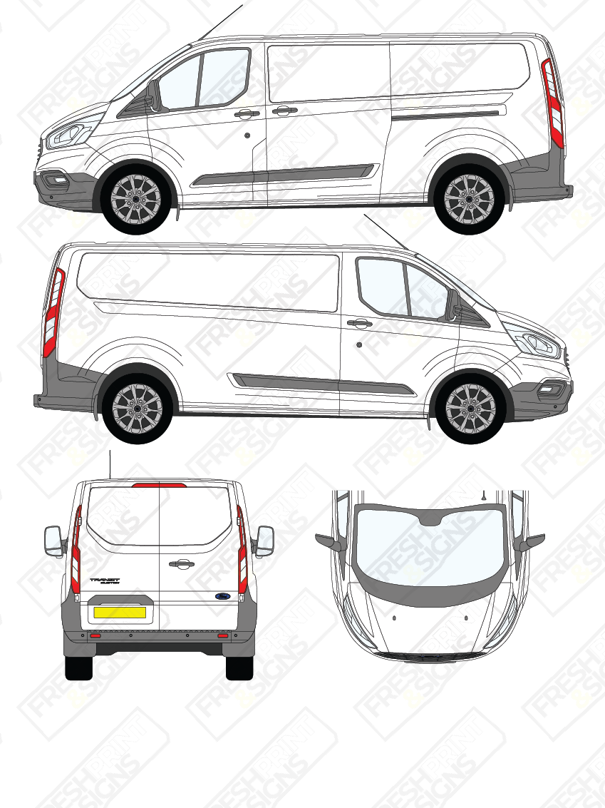 Van Graphics - Ford | Transit Custom | 2018-2023 | Long Wheelbase (L2) | Low Roof (H1) | Panelled Rear Doors