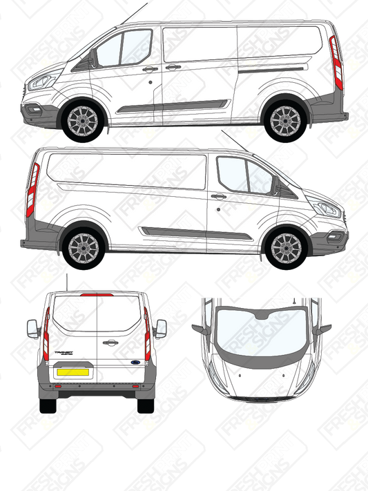 Van Graphics - Ford | Transit Custom | 2018-2023 | Long Wheelbase (L2) | Low Roof (H1) | Panelled Rear Doors