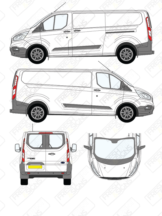 Van Graphics - Ford | Transit Custom | 2018-2023 | Long Wheebase (L2) | Low Roof (H1) | With Rear Windows