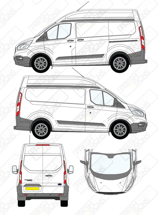 Van Graphics - Ford | Transit Custom | 2018-2023 | Short Wheelbase (L1) | High Roof (H2) | Panelled Rear Doors
