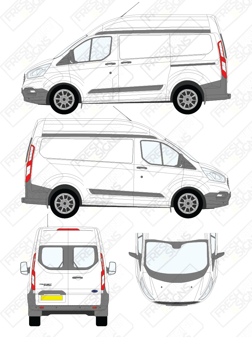 Van Graphics - Ford | Transit Custom | 2018-2023 | Short Wheelbase (L1) | High Roof (H2) | With Rear Windows