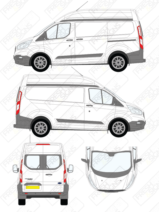 Van Graphics - Ford | Transit Custom | 2018-2023 | Short Wheelbase (L1) | High Roof (H2) | With Rear Windows