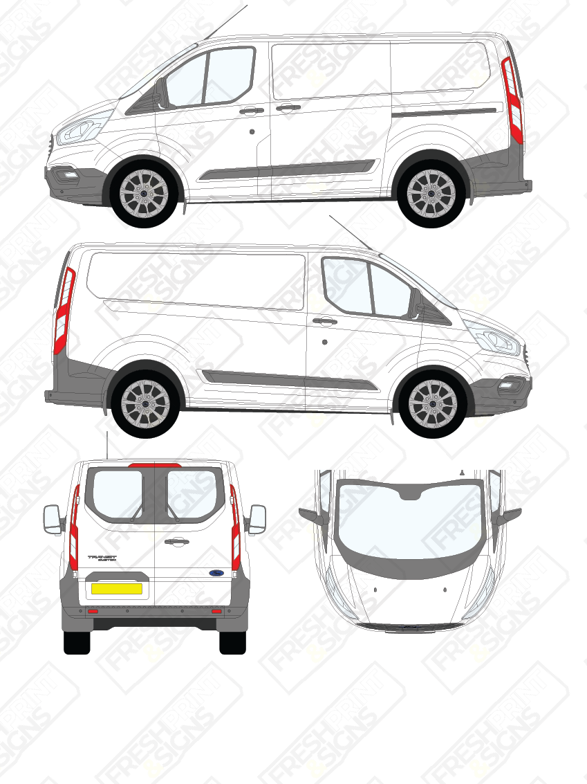 Van Graphics - Ford | Transit Custom | 2018-2023 | Short Wheelbase (L1) | Low Roof (H1) | With Rear Windows
