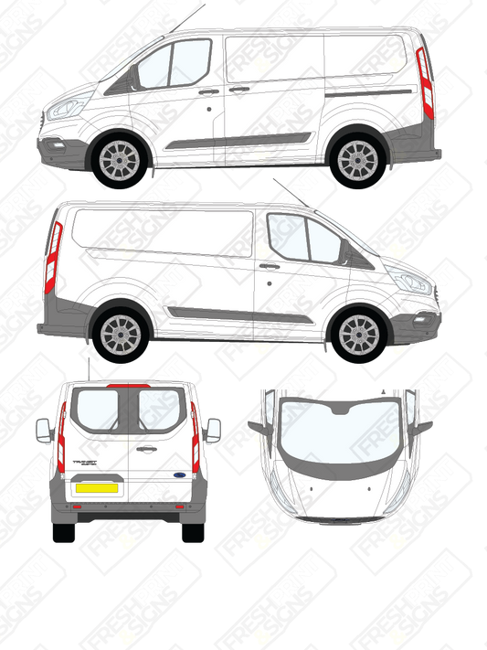Van Graphics - Ford | Transit Custom | 2018-2023 | Short Wheelbase (L1) | Low Roof (H1) | With Rear Windows
