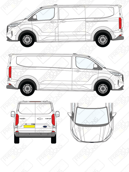 Van Graphics - Ford | Transit Custom | 2024-2025 | Long Wheelbase (L2) | Low Roof (H1) | Panelled Rear Doors