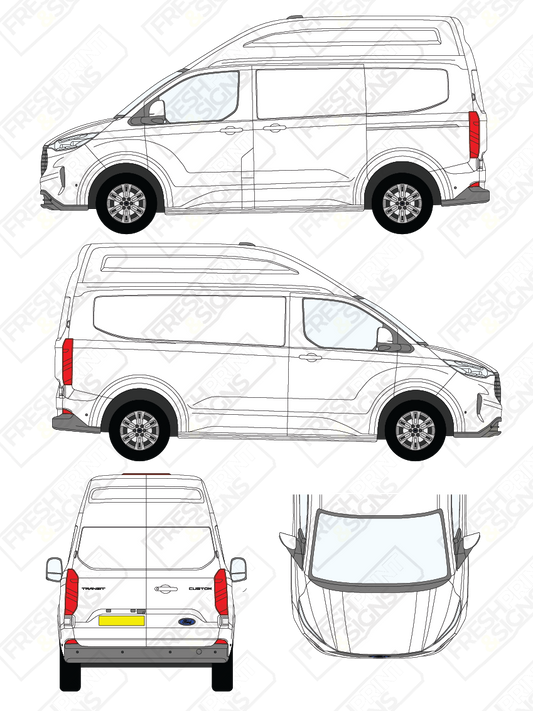 Van Graphics - Ford | Transit Custom | 2024-2025 | Short Wheelbase (L1) | High Roof (H2) | Panelled Rear Doors