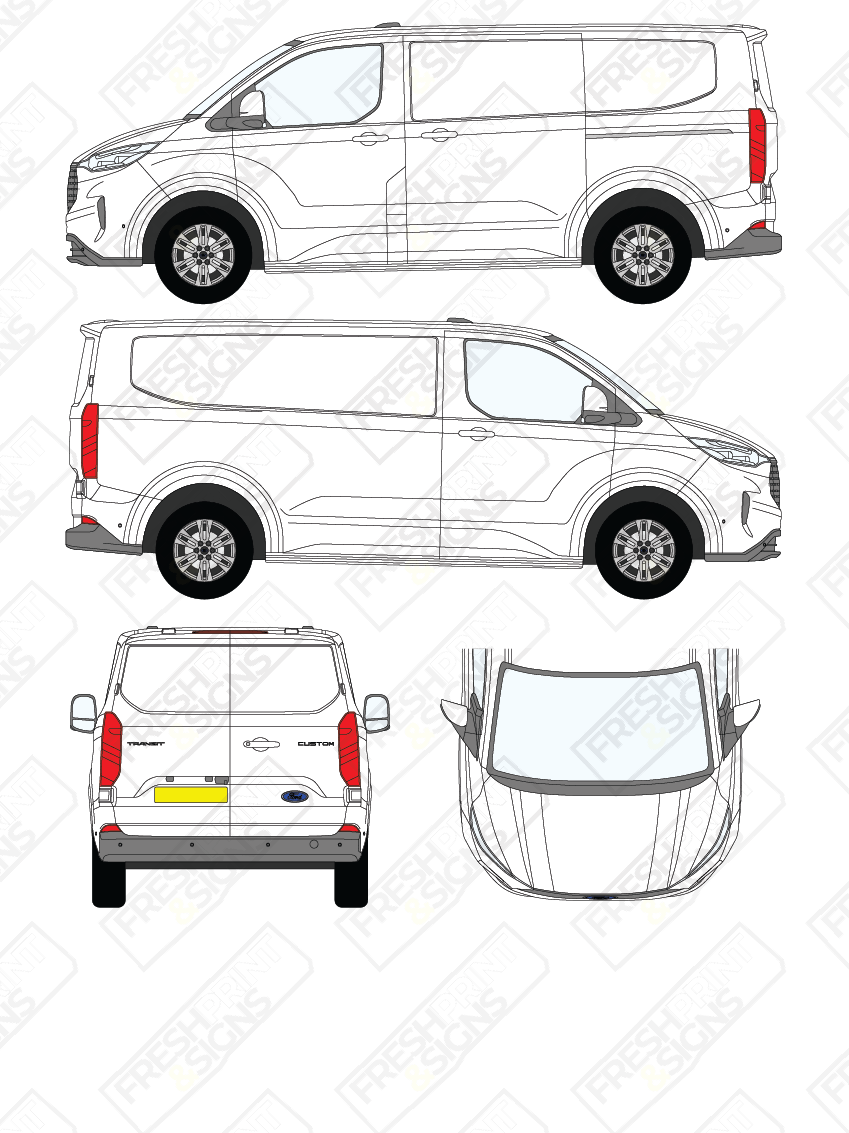 Van Graphics - Ford | Transit Custom | 2024-2025 | Short Wheelbase (L1) | Low Roof (H1) | Panelled Rear Doors