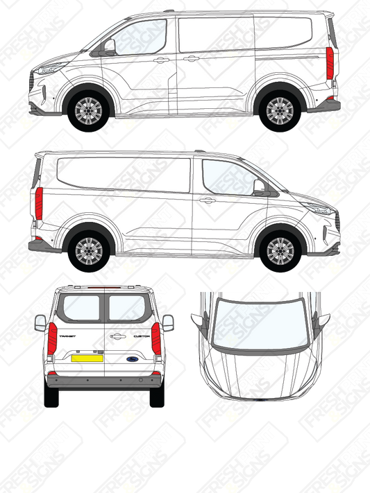 Van Graphics - Ford | Transit Custom | 2024-2025 | Short Wheelbase (L1) | Low Roof (H1) | With Rear Windows