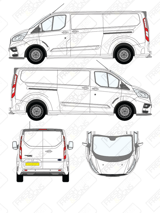 Van Graphics - Ford | Transit Custom MS-RT | 2018-2023 | Long Wheelbase (L2) | Panelled Rear Doors