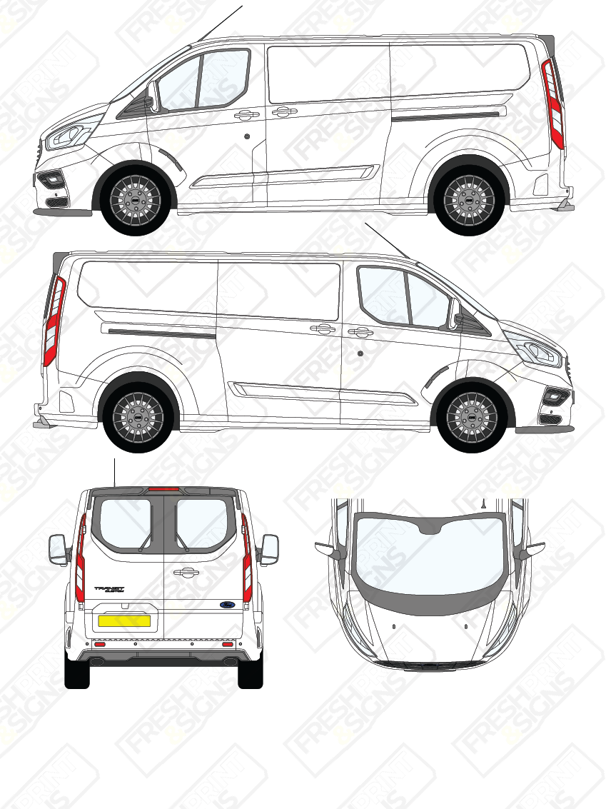 Van Graphics - Ford | Transit Custom MS-RT | 2018-2023 | Long Wheelbase (L2) | With Rear Windows