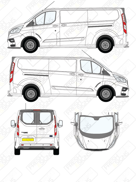 Van Graphics - Ford | Transit Custom MS-RT | 2018-2023 | Long Wheelbase (L2) | With Rear Windows