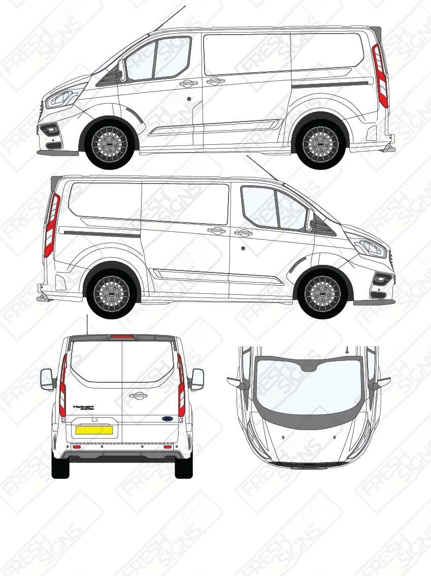 Van Graphics - Ford | Transit Custom MS-RT | 2018-2023 | Short Wheelbase (L1) | Panelled Rear Doors