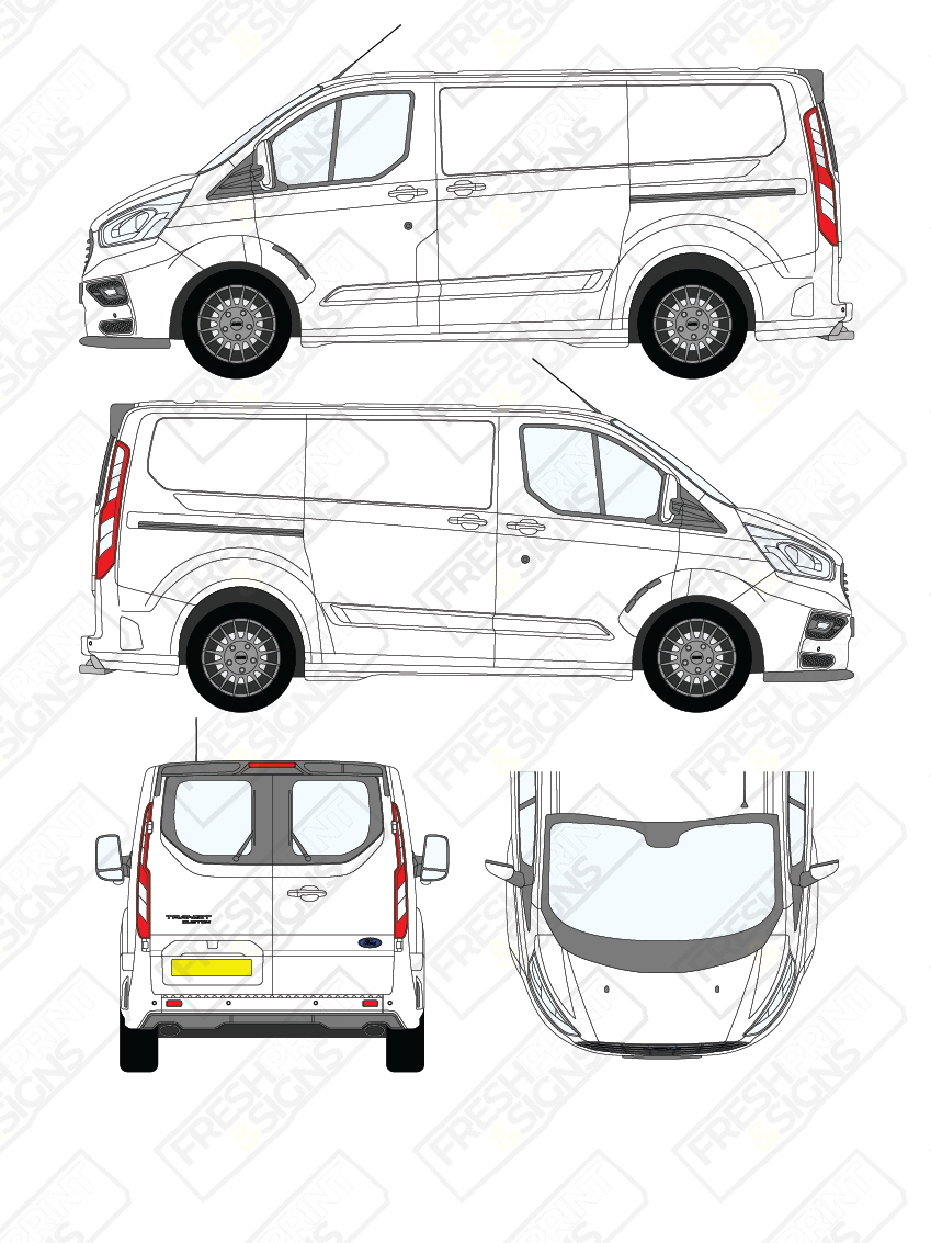 Van Graphics - Ford | Transit Custom MS-RT | 2018-2023 | Short Wheelbase (L1) | With Rear Windows