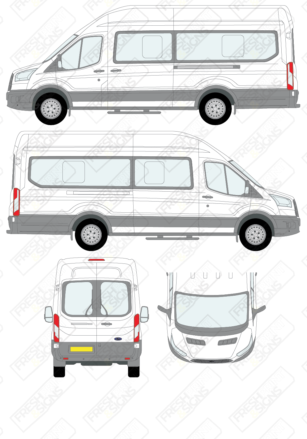 Van Graphics - Ford | Transit Minibus | 2014-2019 | Extra-Long Wheelbase (L4) | High Roof (H3)