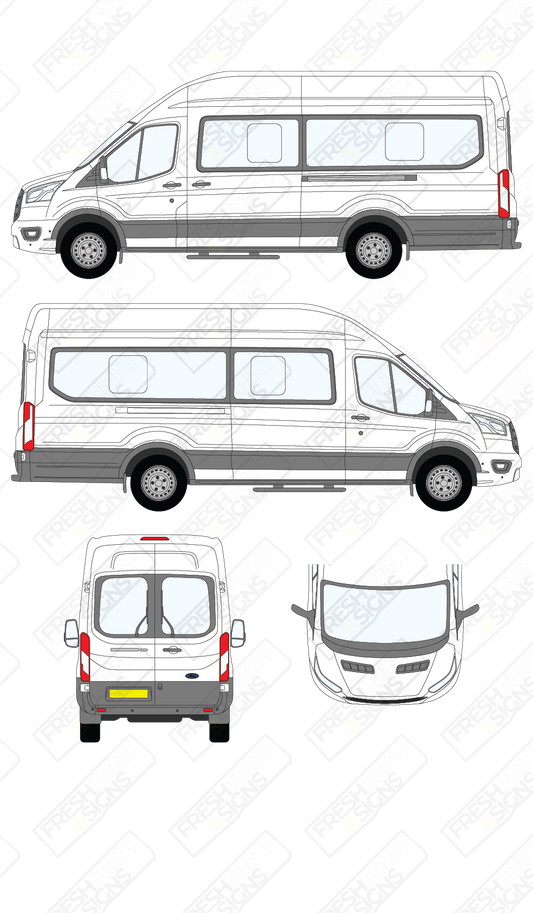 Van Graphics - Ford | Transit Minibus | 2019-2025 | Extra-Long Wheelbase (L4) | High Roof (H3)