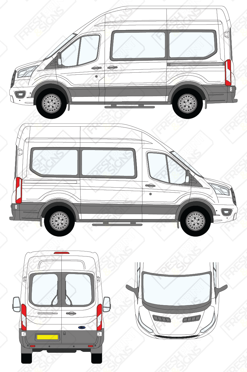 Van Graphics - Ford | Transit Minibus | 2019-2025 | Medium Wheelbase (L2) | High Roof (H3)