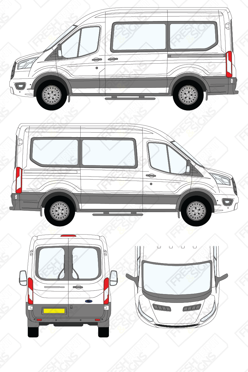 Van Graphics - Ford | Transit Minibus | 2019-2025 | Medium Wheelbase (L2) | Medium Roof (H2)