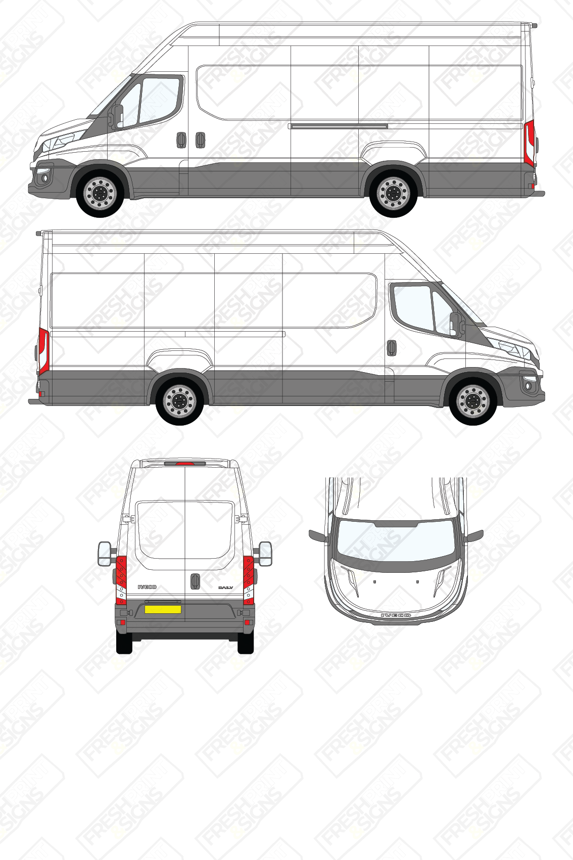 Van Graphics - Iveco | Daily | 2014-2019 | Extra-Long Wheelbase (L4) | High Roof (H3) | Panelled Rear Doors