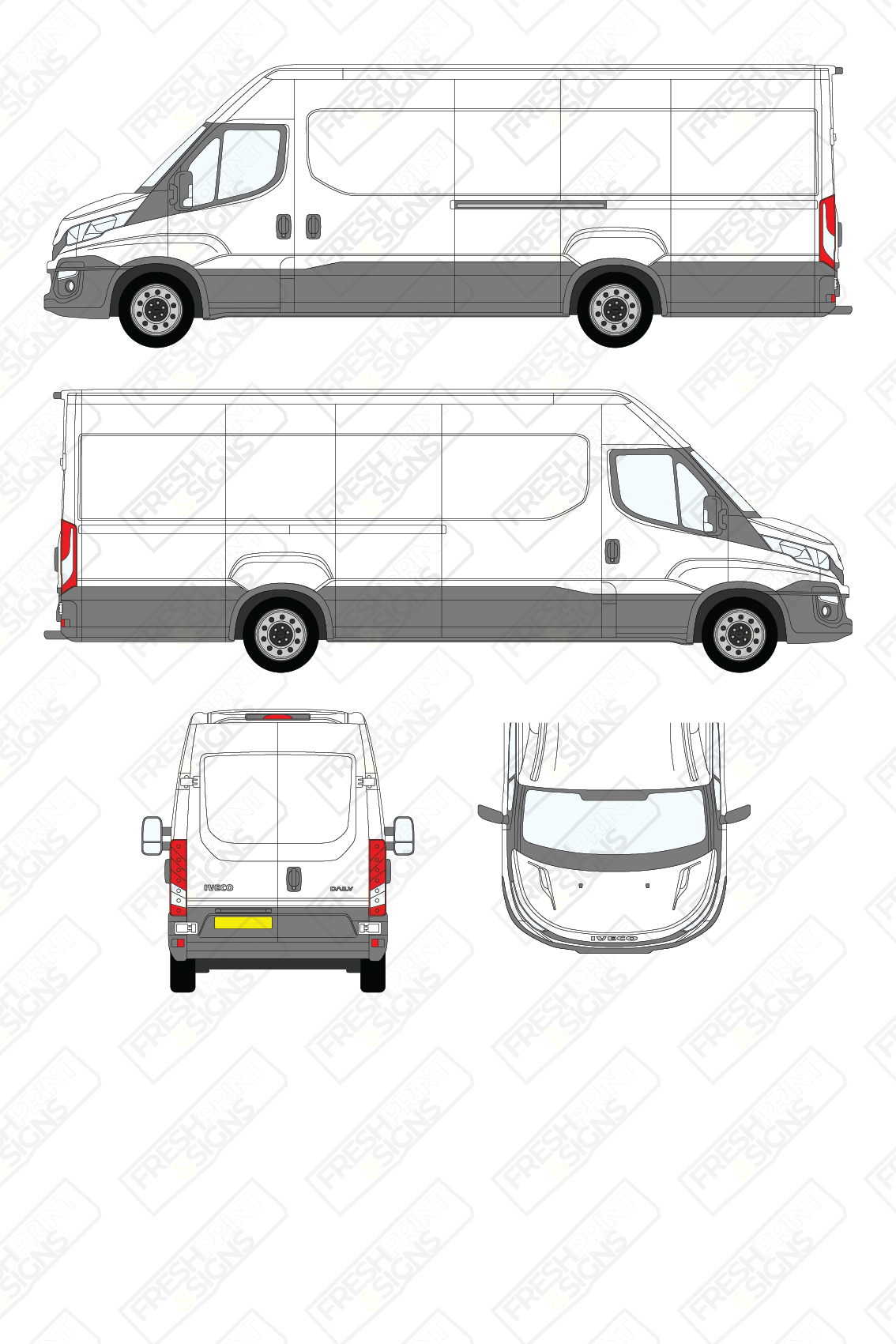 Van Graphics - Iveco | Daily | 2014-2019 | Extra-Long Wheelbase (L4) | Medium Roof (H2) | Panelled Rear Doors