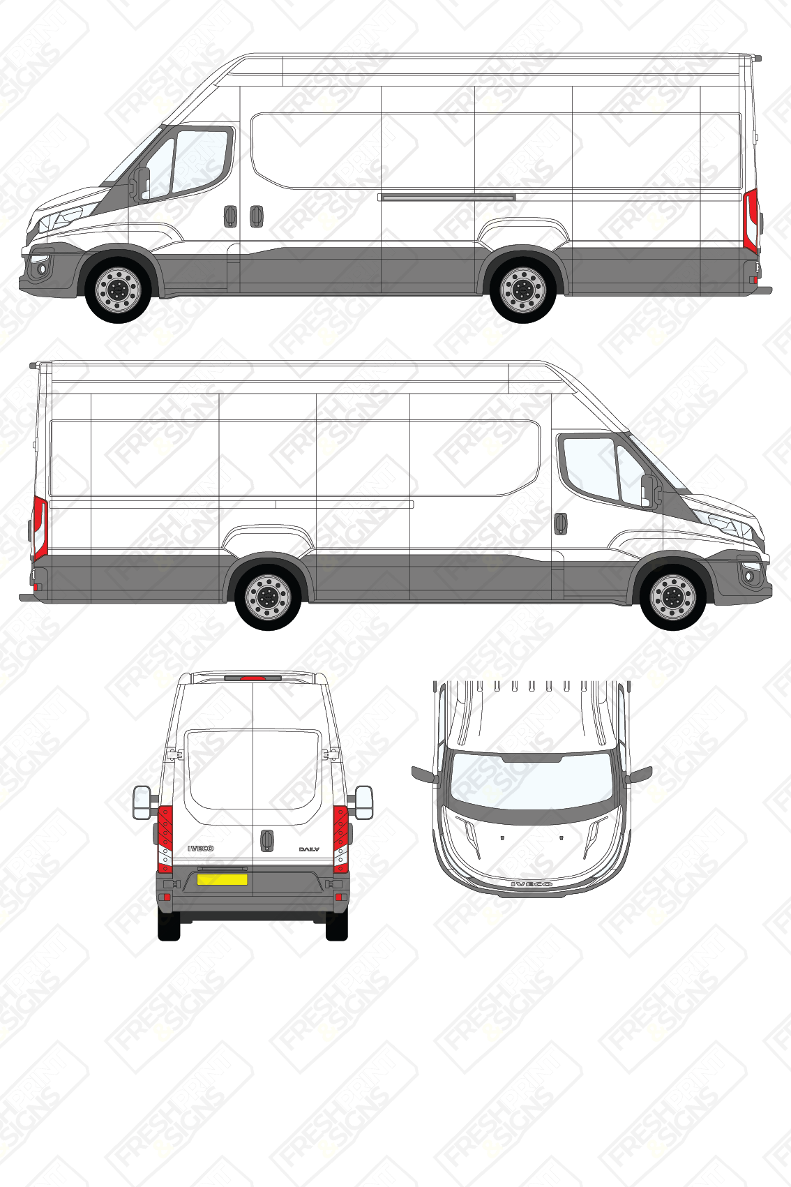 Van Graphics - Iveco | Daily | 2014-2019 | Maxi-Long Wheelbase (L5) | High Roof (H3) | Panelled Rear Doors