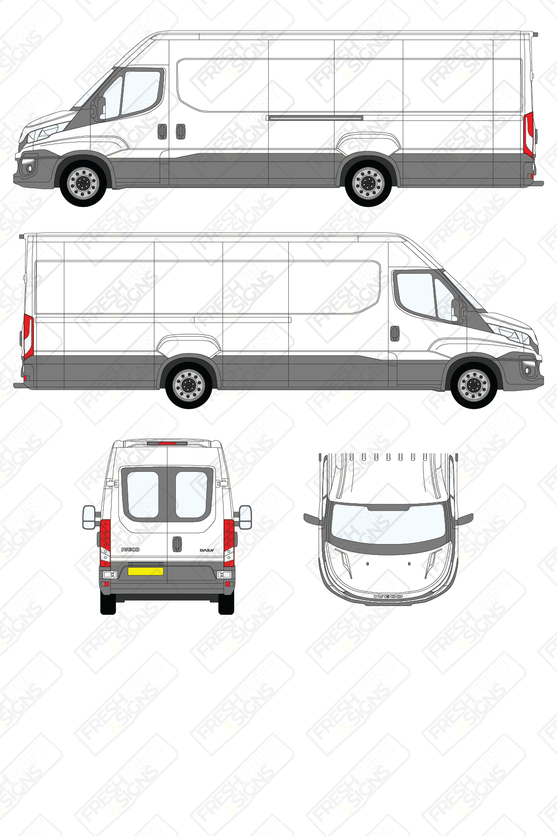 Van Graphics - Iveco | Daily | 2014-2019 | Maxi-Long Wheelbase (L5) | Medium Roof (H2) | With Rear Windows