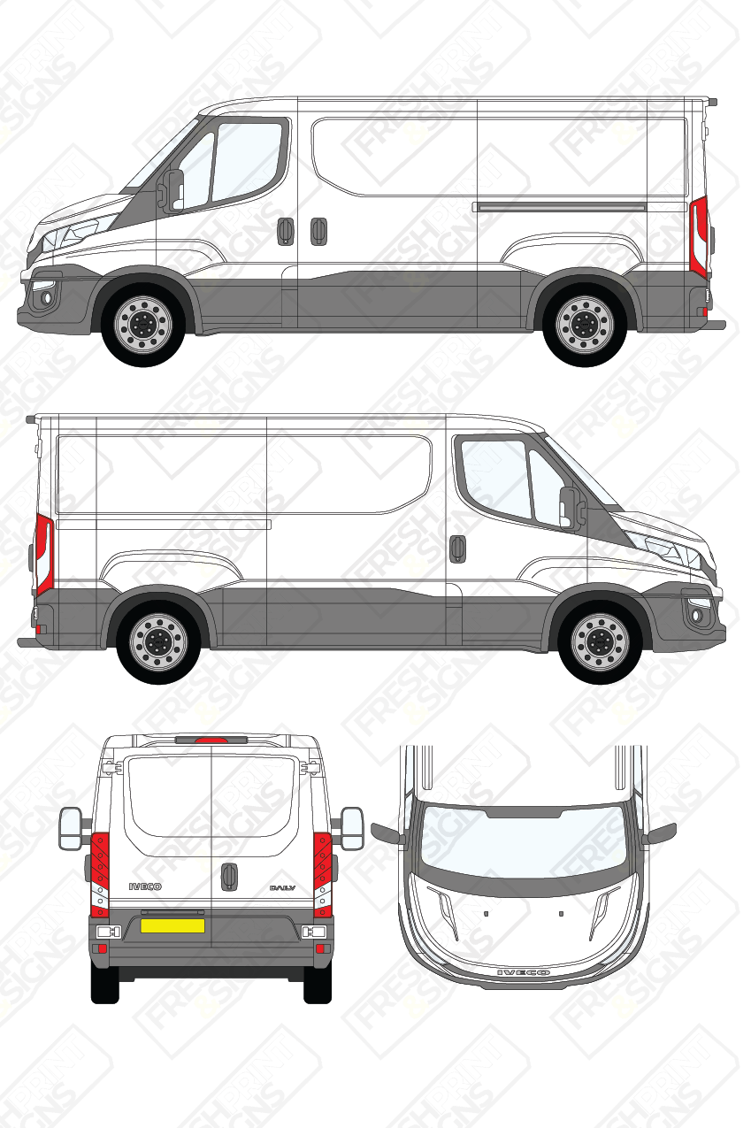 Van Graphics - Iveco | Daily | 2014-2019 | Medium Wheelbase (L2) | Low Roof (H1) | Panelled Rear Doors