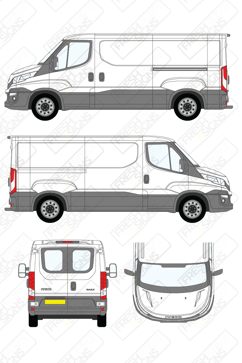 Van Graphics - Iveco | Daily | 2014-2019 | Medium Wheelbase (L2) | Low Roof (H1) | With Rear Windows