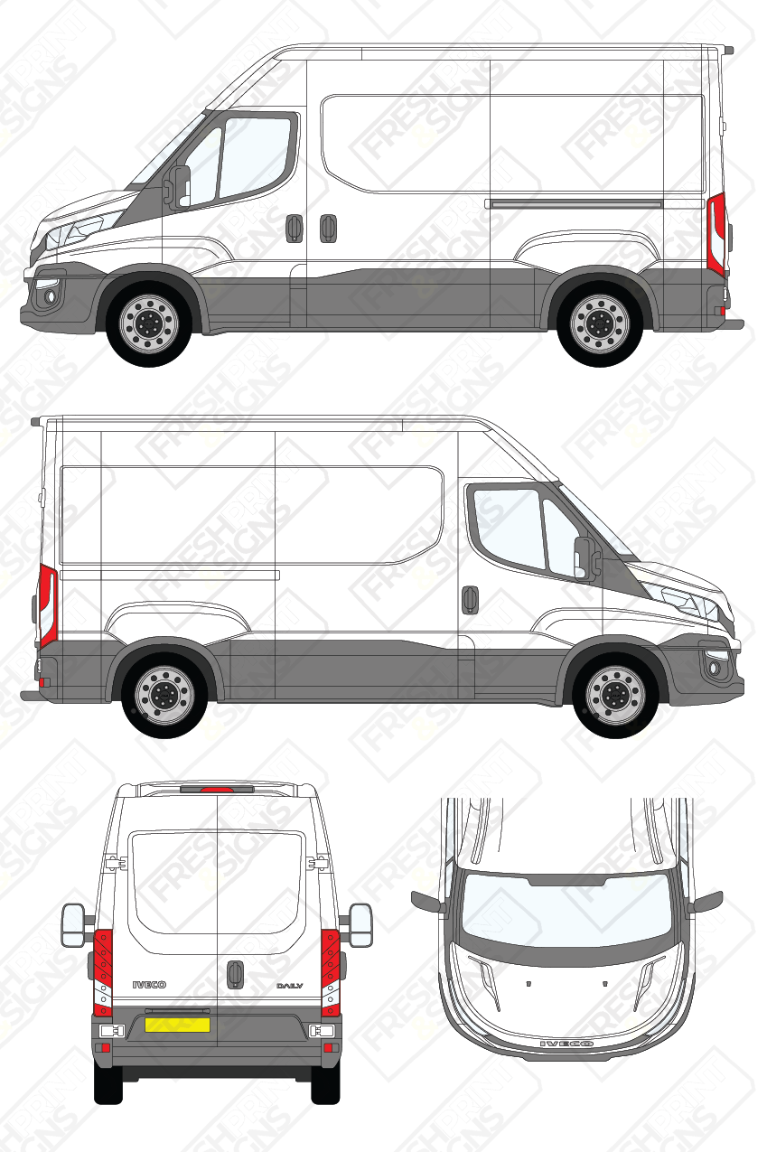 Van Graphics - Iveco | Daily | 2014-2019 | Medium Wheelbase (L2) | Medium Roof (H2) | Panelled Rear Doors