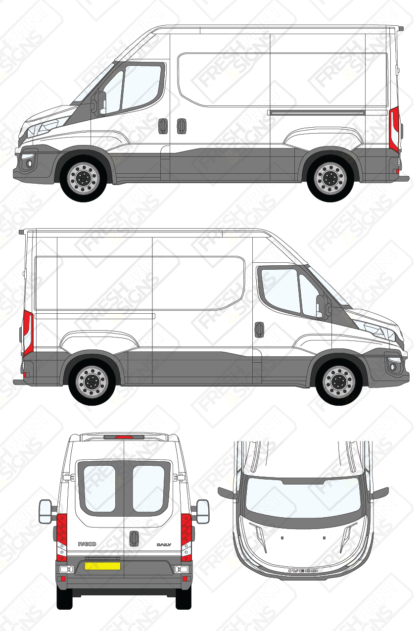Van Graphics - Iveco | Daily | 2014-2019 | Medium Wheelbase (L2) | Medium Roof (H2) | With Rear Windows